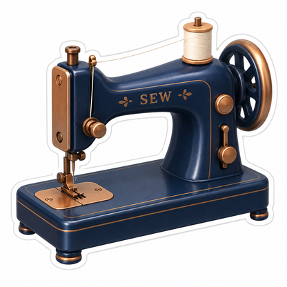 Plain Vintage Navy Sewing Machine Vinyl Sticker Decal