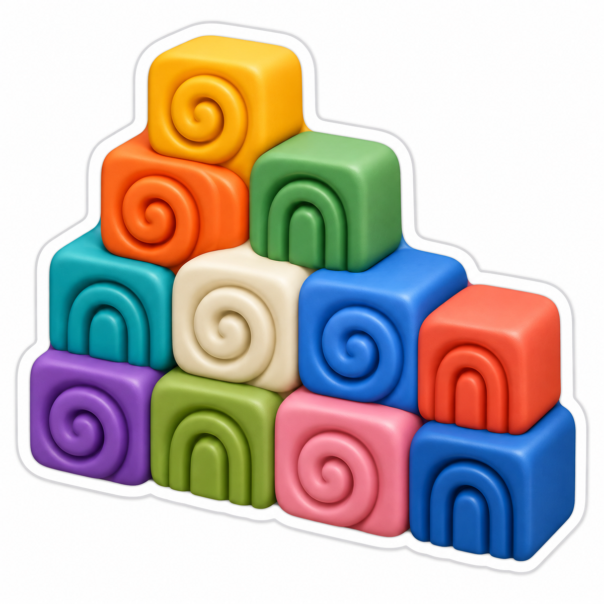 Stacked Rainbow Spiral Square Blocks Vinyl Sticker Decal