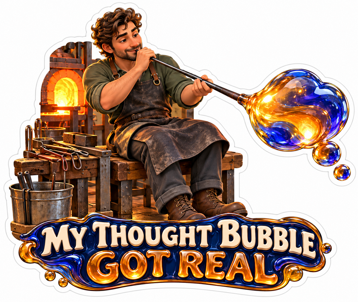 My Thought Bubble Got Real Glassblower Vinyl Sticker Decal