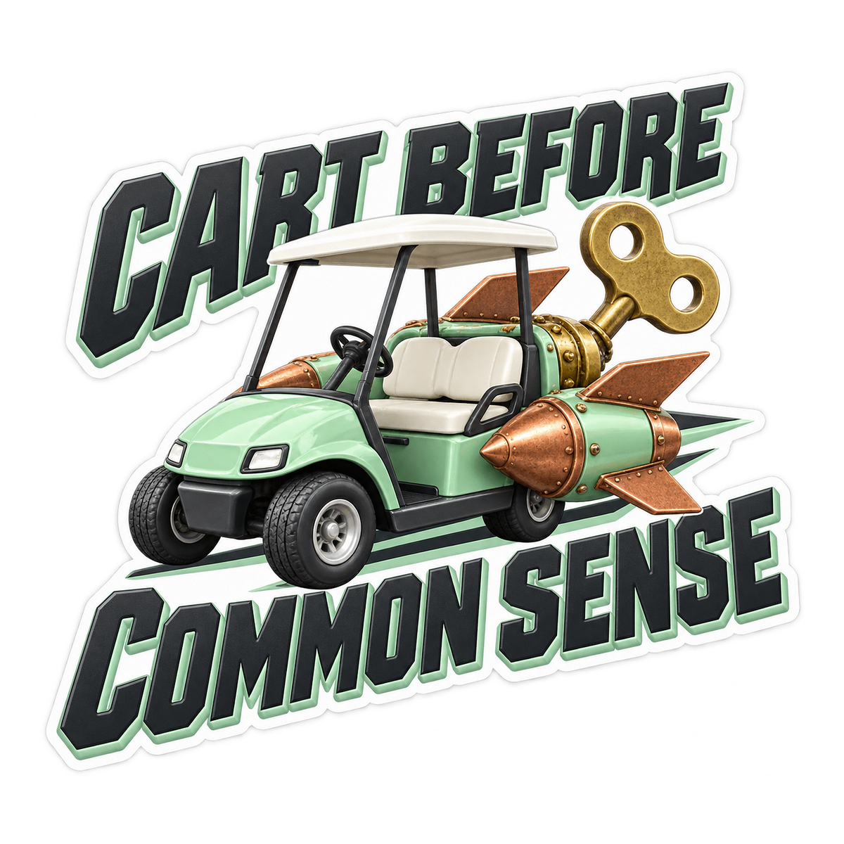 Golf Cart Common Sense Vinyl Sticker Decal