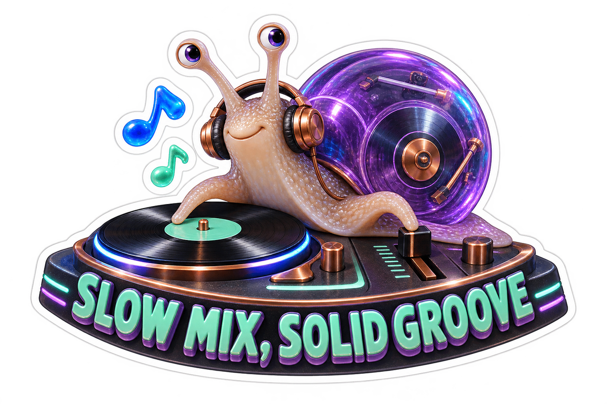 Slow Mix Solid Groove Snail DJ Vinyl Sticker Decal