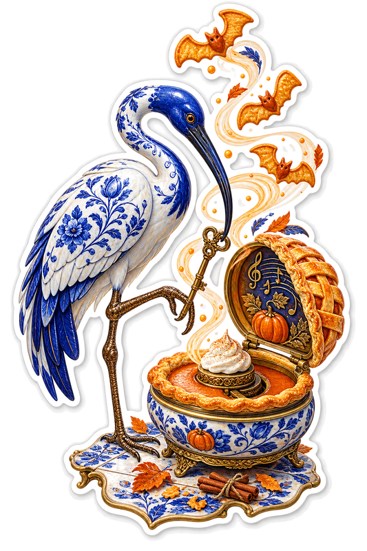 Sacred Ibis Pumpkin Pie Music Box Curator Vinyl Sticker Decal