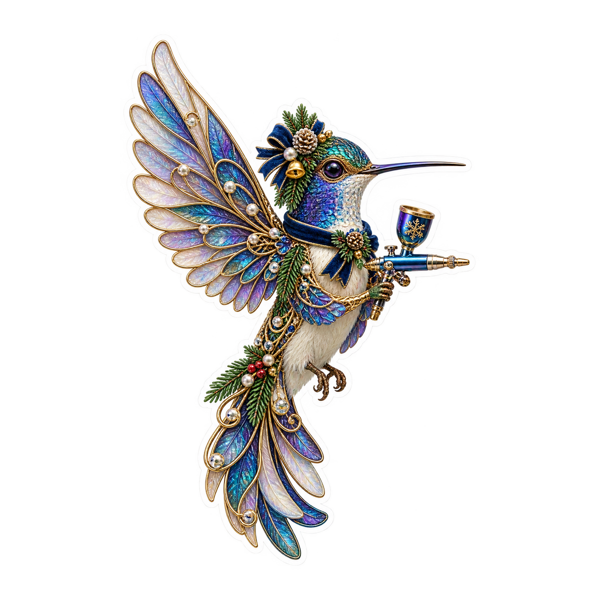 Filigree Hummingbird Ornament Airbrush Tester Vinyl Sticker Decal