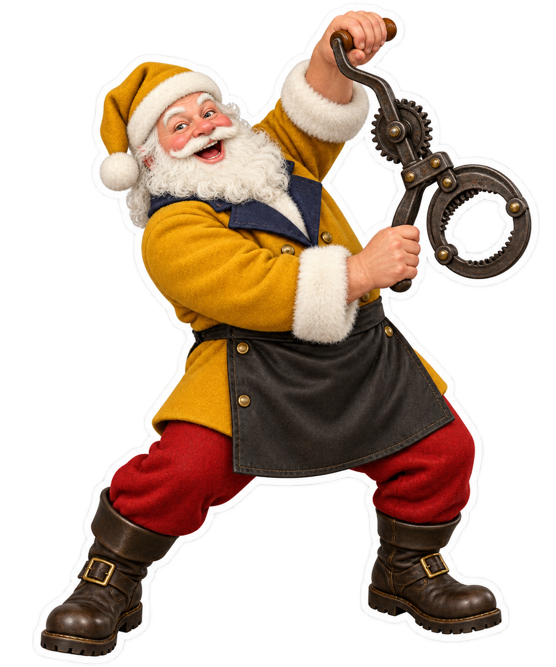 Santa Antique Cast Iron Geared Jar Opener Vinyl Sticker Decal