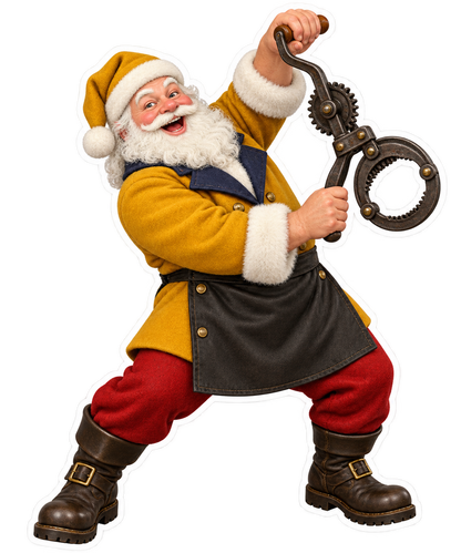 Santa Antique Cast Iron Geared Jar Opener Vinyl Sticker Decal