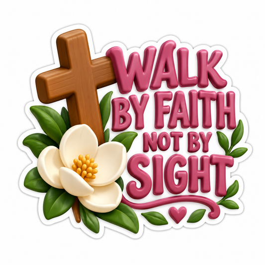 Walk By Faith Not By Sight Pink Plum Vinyl Sticker Decal
