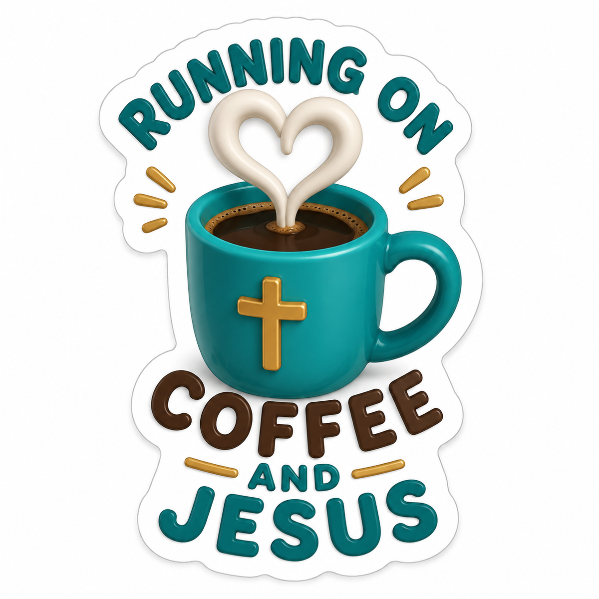Running on Coffee and Jesus Teal Mug Vinyl Sticker Decal