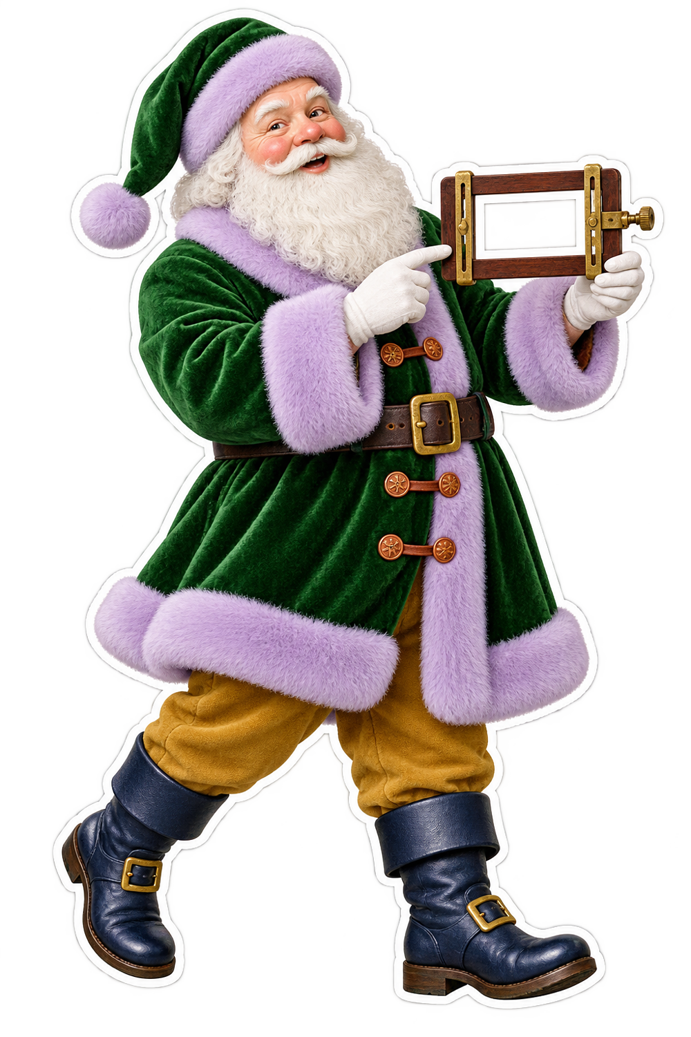 Santa Antique Walnut Brass Stereoscope Card Gauge Vinyl Sticker Decal