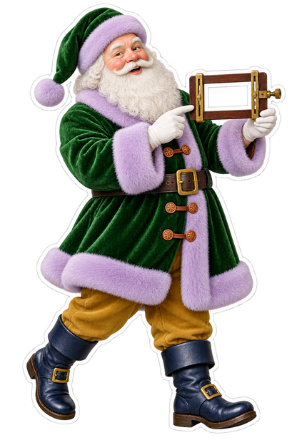Santa Antique Walnut Brass Stereoscope Card Gauge Vinyl Sticker Decal