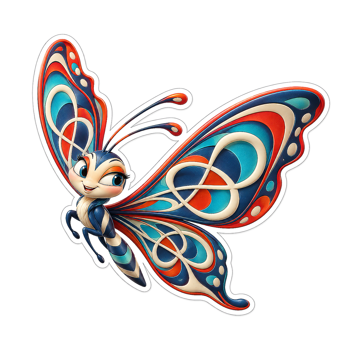 Butterfly Vermilion Lissajous Ribbon Swoop Vinyl Sticker Decal