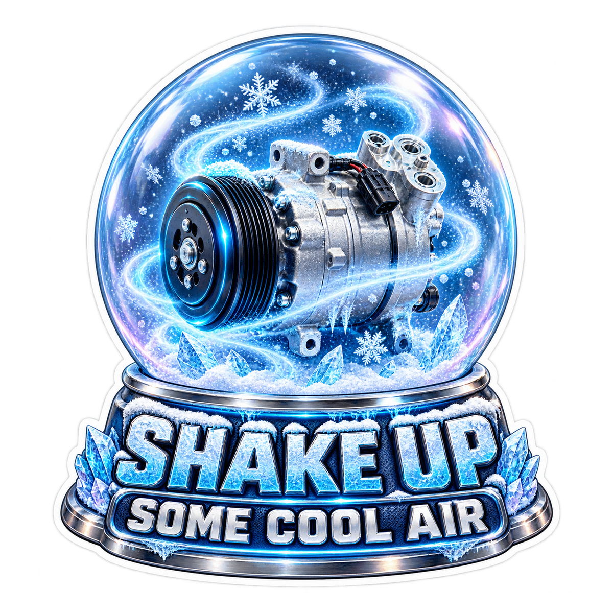 Ac Compressor Snow Globe Vinyl Sticker Decal