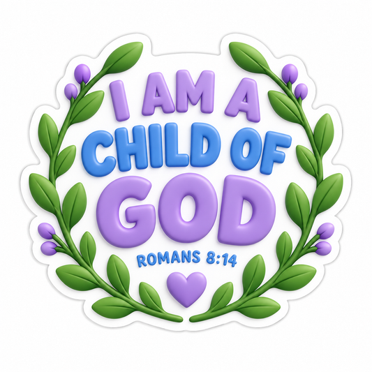 I Am a Child of God Purple Floral Wreath Vinyl Sticker Decal