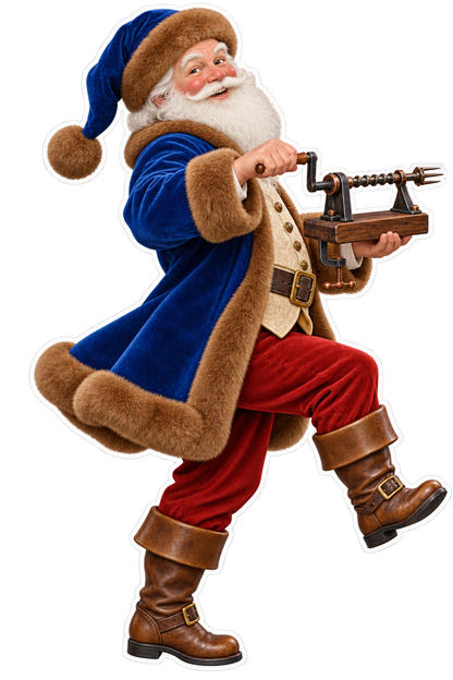 Santa Antique Hand Cranked Wooden Apple Peeler Vinyl Sticker Decal