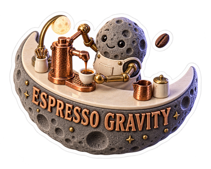 Espresso Gravity Moon Coffee Vinyl Sticker Decal