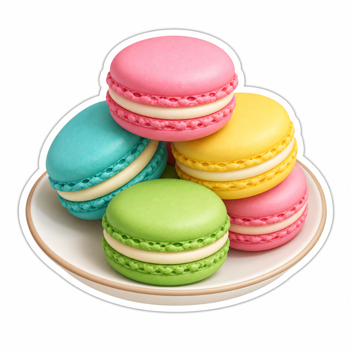 Plate Piled With Pastel Pink Vinyl Sticker Decal