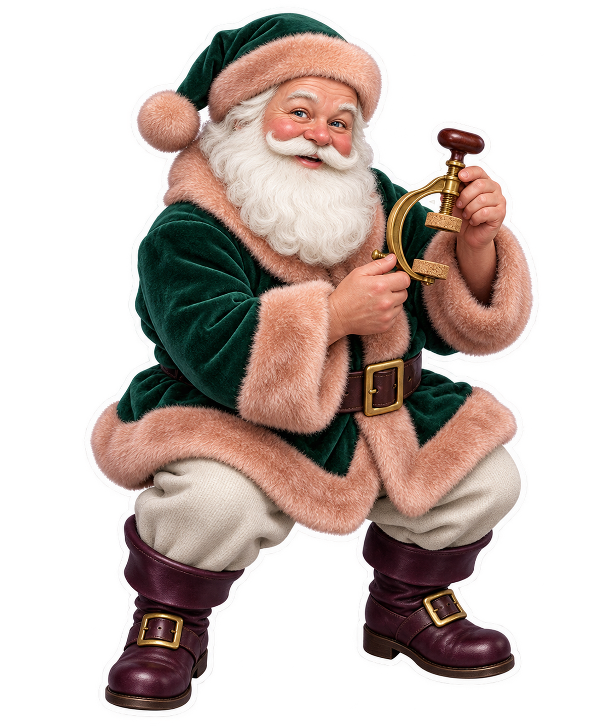 Santa Antique Brass Barometer Siphon Tube Clamp Vinyl Sticker Decal