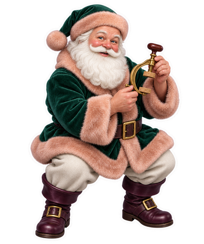 Santa Antique Brass Barometer Siphon Tube Clamp Vinyl Sticker Decal