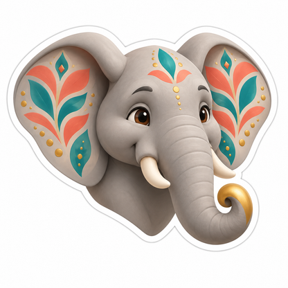 Calm Elephant Head In Gray Vinyl Sticker Decal