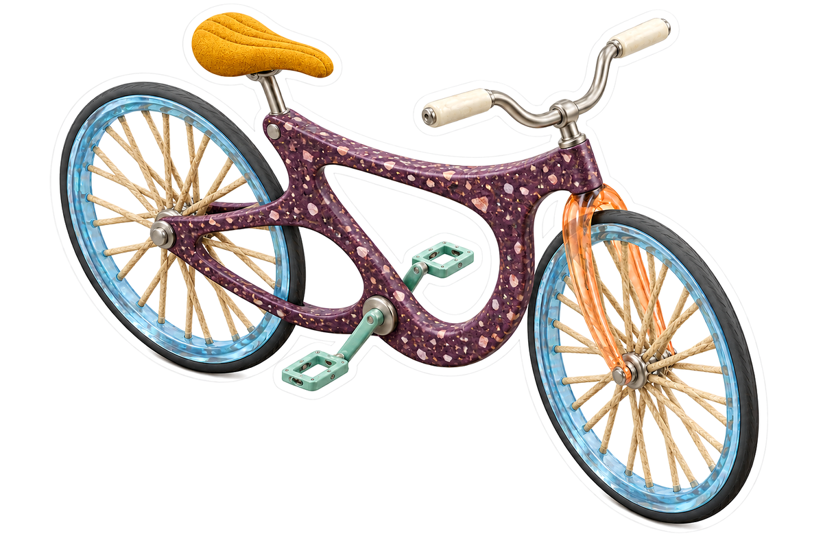 Isometric Terrazzo Resin Bicycle Sticker Vinyl Sticker Decal