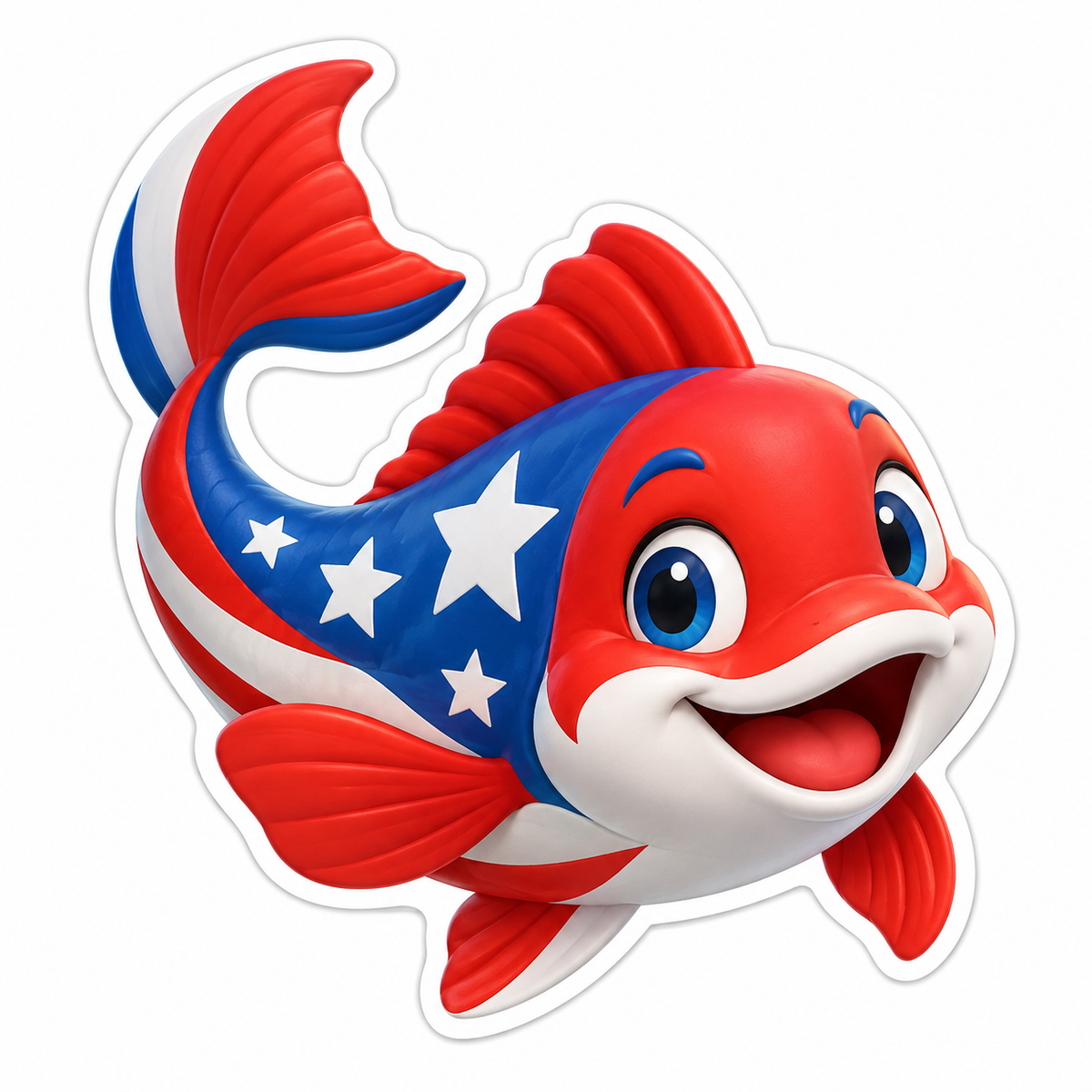 Red White Blue Fish Vinyl Sticker Decal