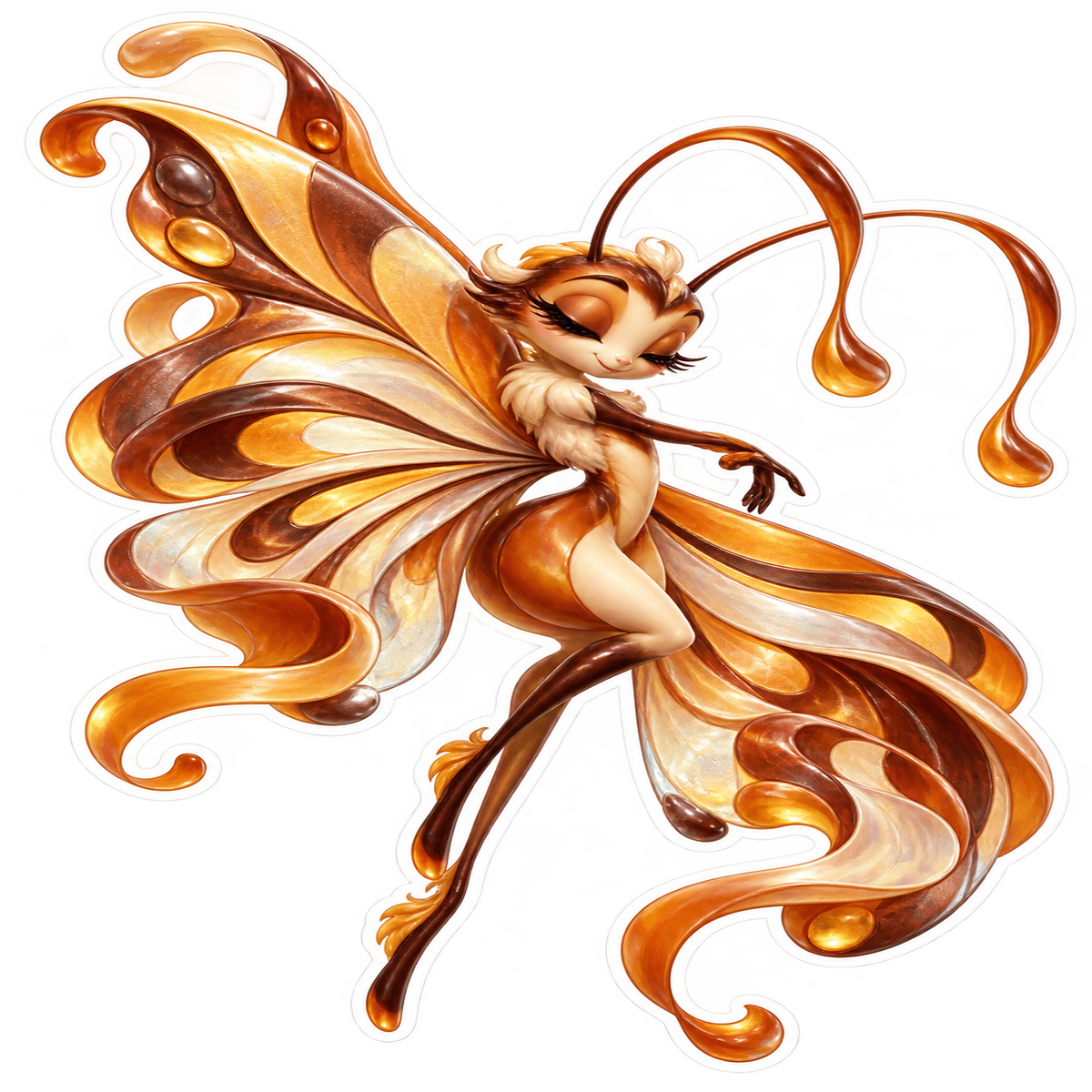 Caramel Ribbon Curl Vinyl Sticker Decal