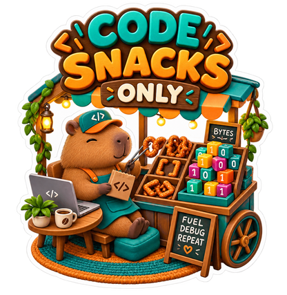 Code Snacks Only Capybara Snack Cart Vinyl Sticker Decal
