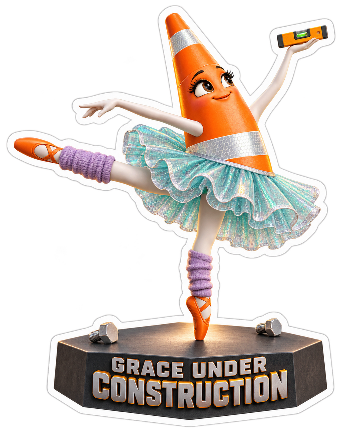 Grace Under Construction Traffic Cone Dancer Vinyl Sticker Decal