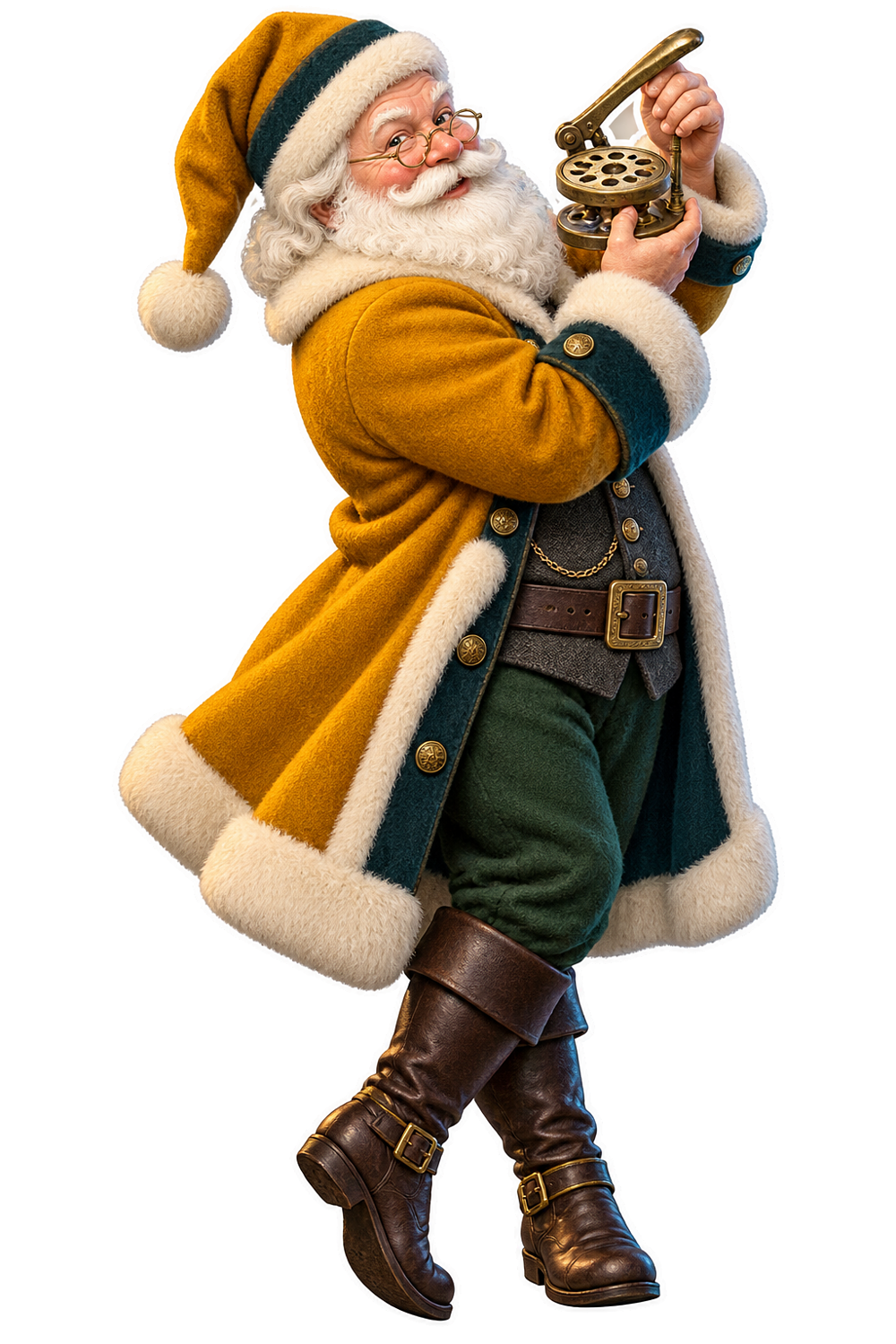 Santa Antique Brass Watch Paper Punch Vinyl Sticker Decal