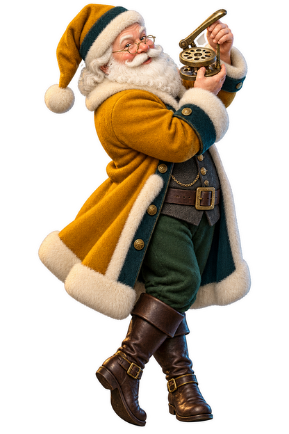 Santa Antique Brass Watch Paper Punch Vinyl Sticker Decal