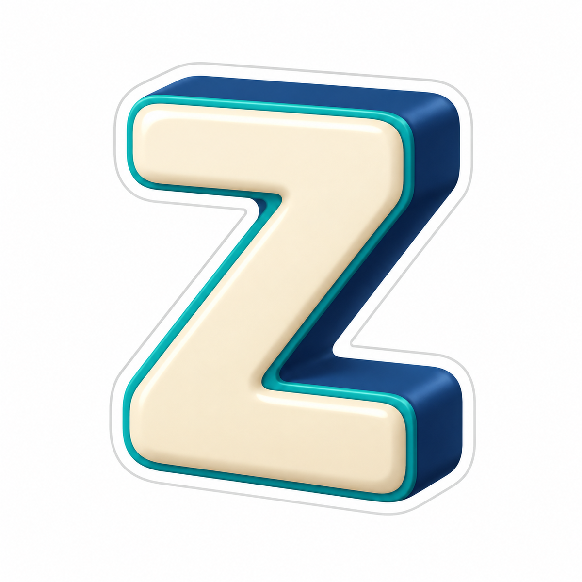Upright Uppercase Letter Z With Cream Face Vinyl Sticker Decal