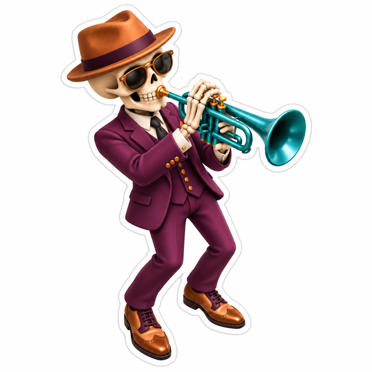 Skeleton Jazz Musician Vinyl Sticker Decal
