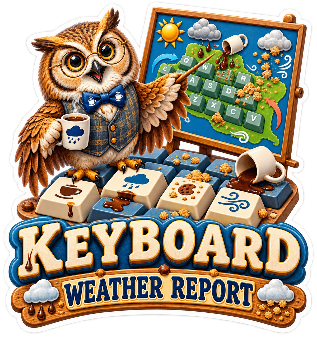 Keyboard Weather Report Owl Presenter Vinyl Sticker Decal
