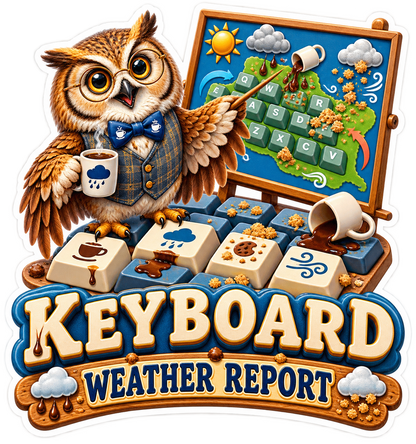 Keyboard Weather Report Owl Presenter Vinyl Sticker Decal