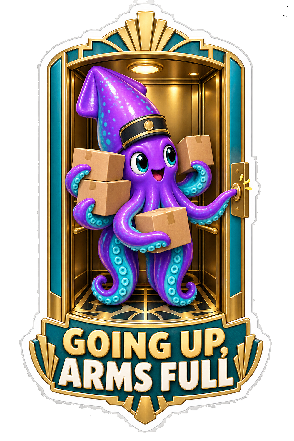 Going Up Arms Full Squid Elevator Vinyl Sticker Decal