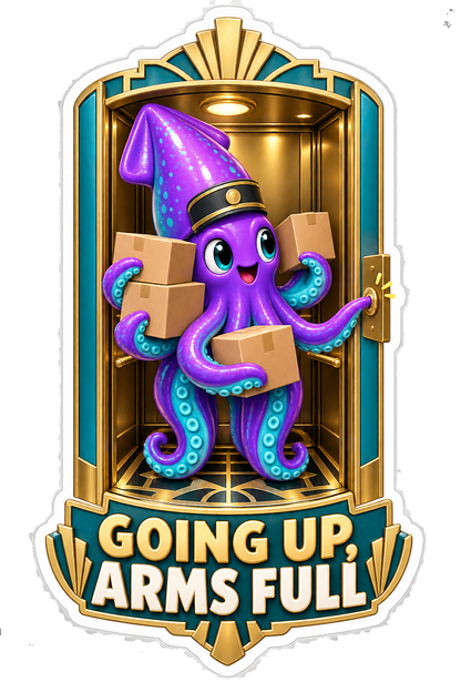 Going Up Arms Full Squid Elevator Vinyl Sticker Decal