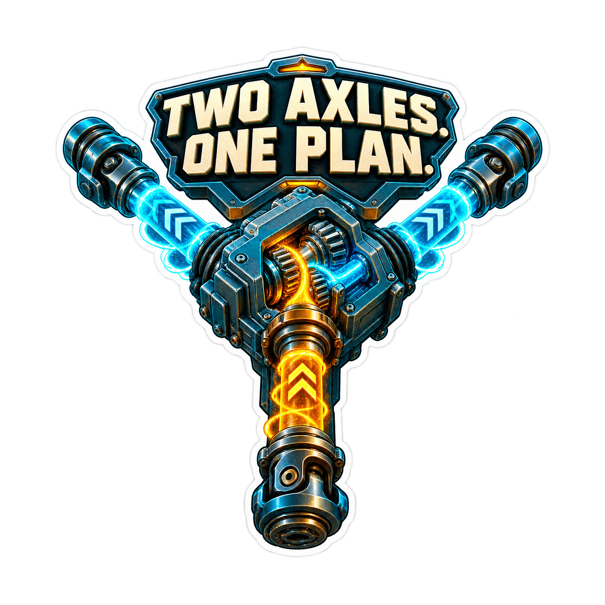 Transfer Case Two Axles One Plan Vinyl Sticker Decal