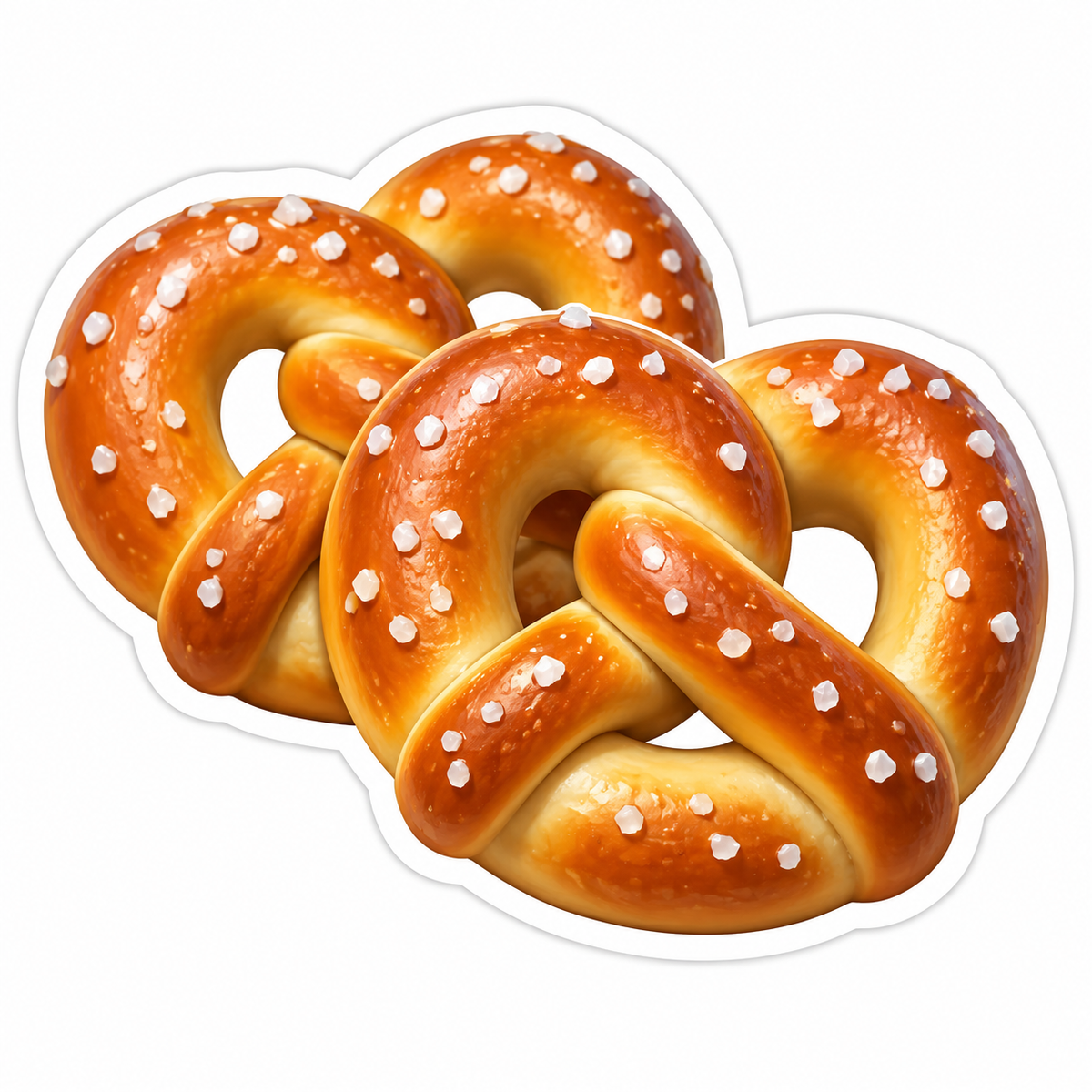 Two Golden Salted Pretzels Vinyl Sticker Decal