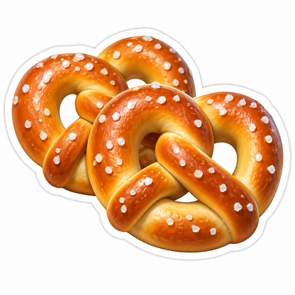 Two Golden Salted Pretzels Vinyl Sticker Decal
