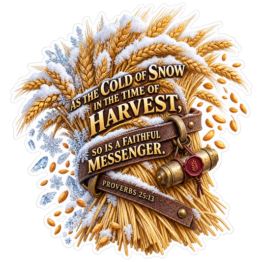 Snow in Harvest Faithful Messenger Wheat Vinyl Sticker Decal