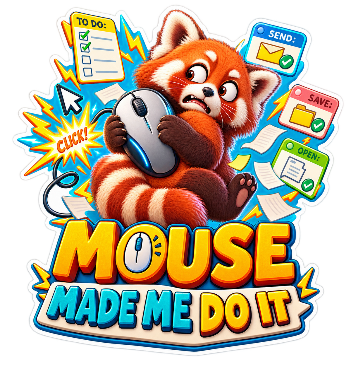 Mouse Made Me Do It Red Panda Vinyl Sticker Decal