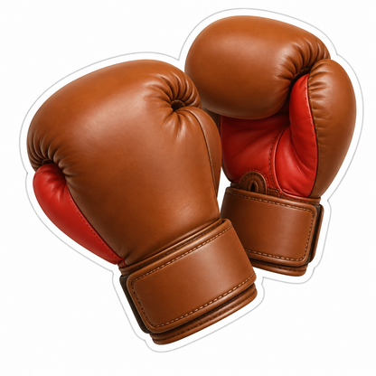 Pair Of Brown Boxing Gloves With Red Palms Vinyl Sticker Decal