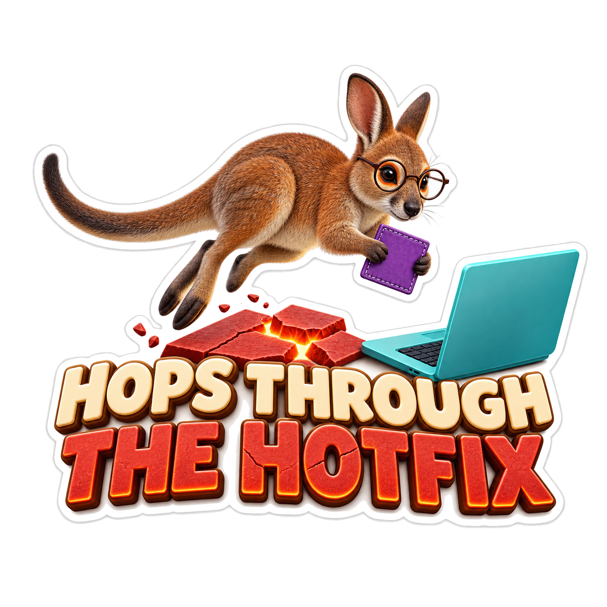 Hops Through The Hotfix Spectacled Hare Wallaby Vinyl Sticker Decal