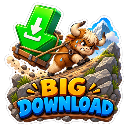 Big Download Yak Carrying Green Arrow Vinyl Sticker Decal