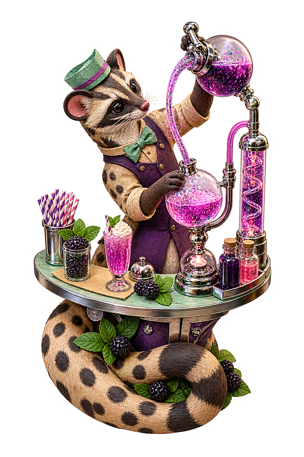 Papier Mache Civet Blackberry Soda Alchemist Vinyl Sticker Decal