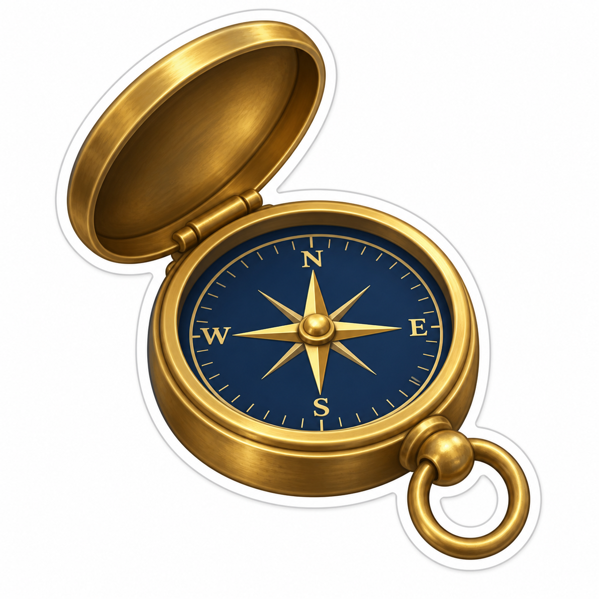Antique Brass Pocket Compass Vinyl Sticker Decal