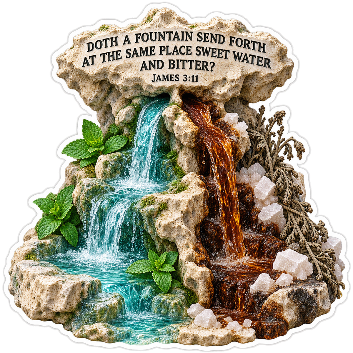 Bible James 3 11 Sweet Bitter Fountain Vinyl Sticker Decal