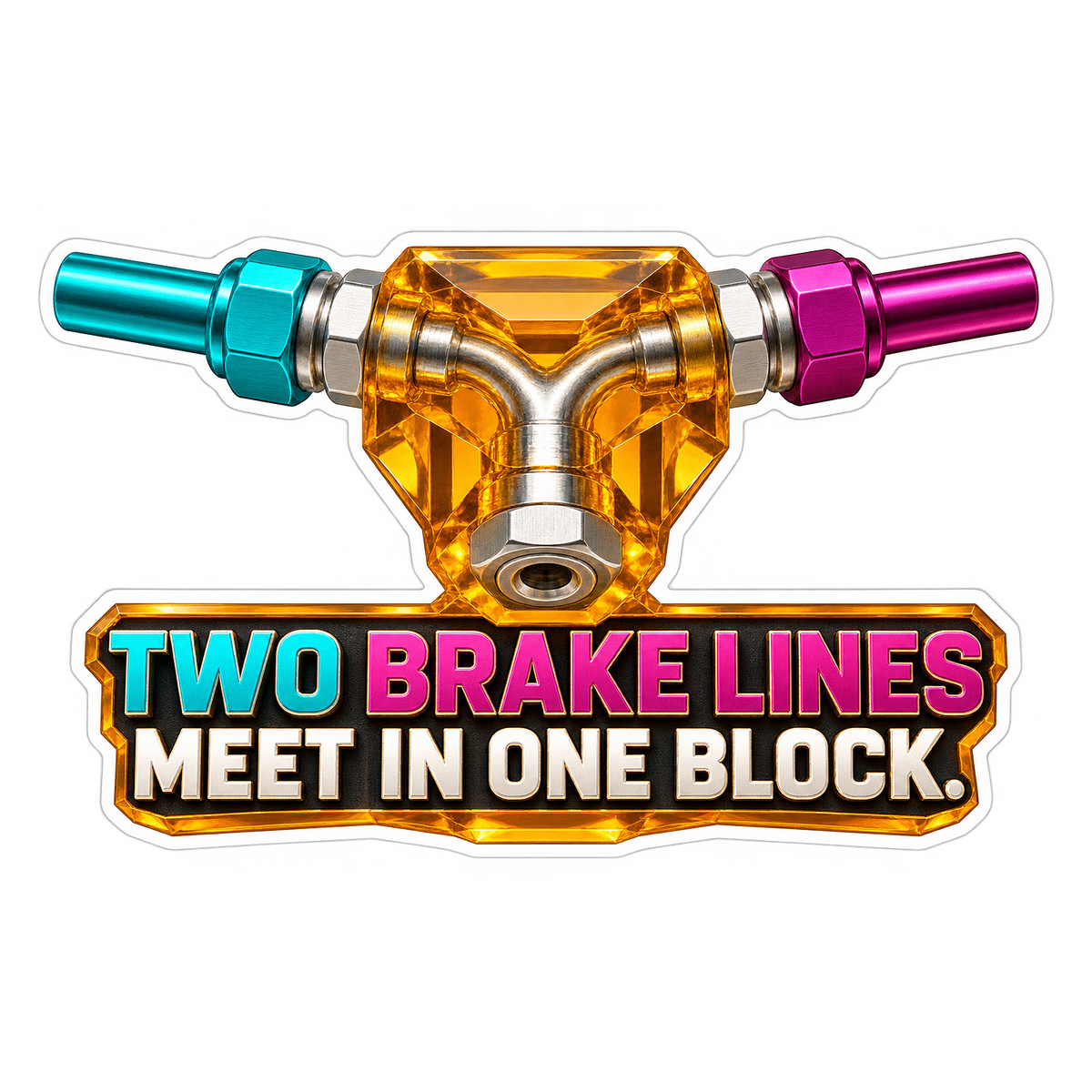 Brake Line Union Block Vinyl Sticker Decal