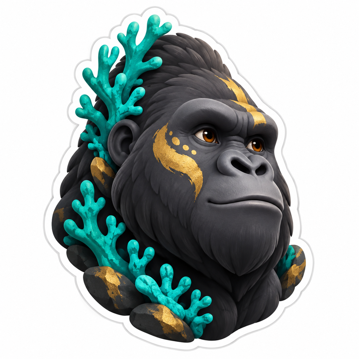 Calm Charcoal Gorilla Head Vinyl Sticker Decal