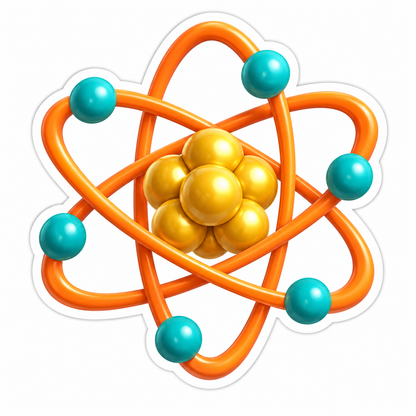 Golden Atomic Nucleus Vinyl Sticker Decal