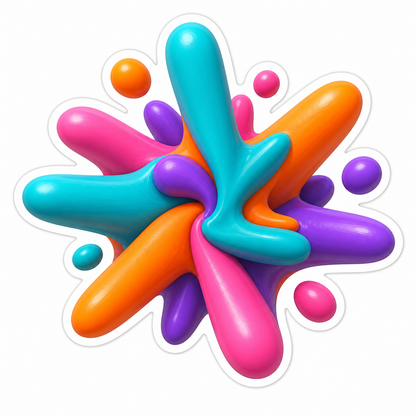 Turquoise Orange Violet Pink Paint Starburst Vinyl Sticker Decal
